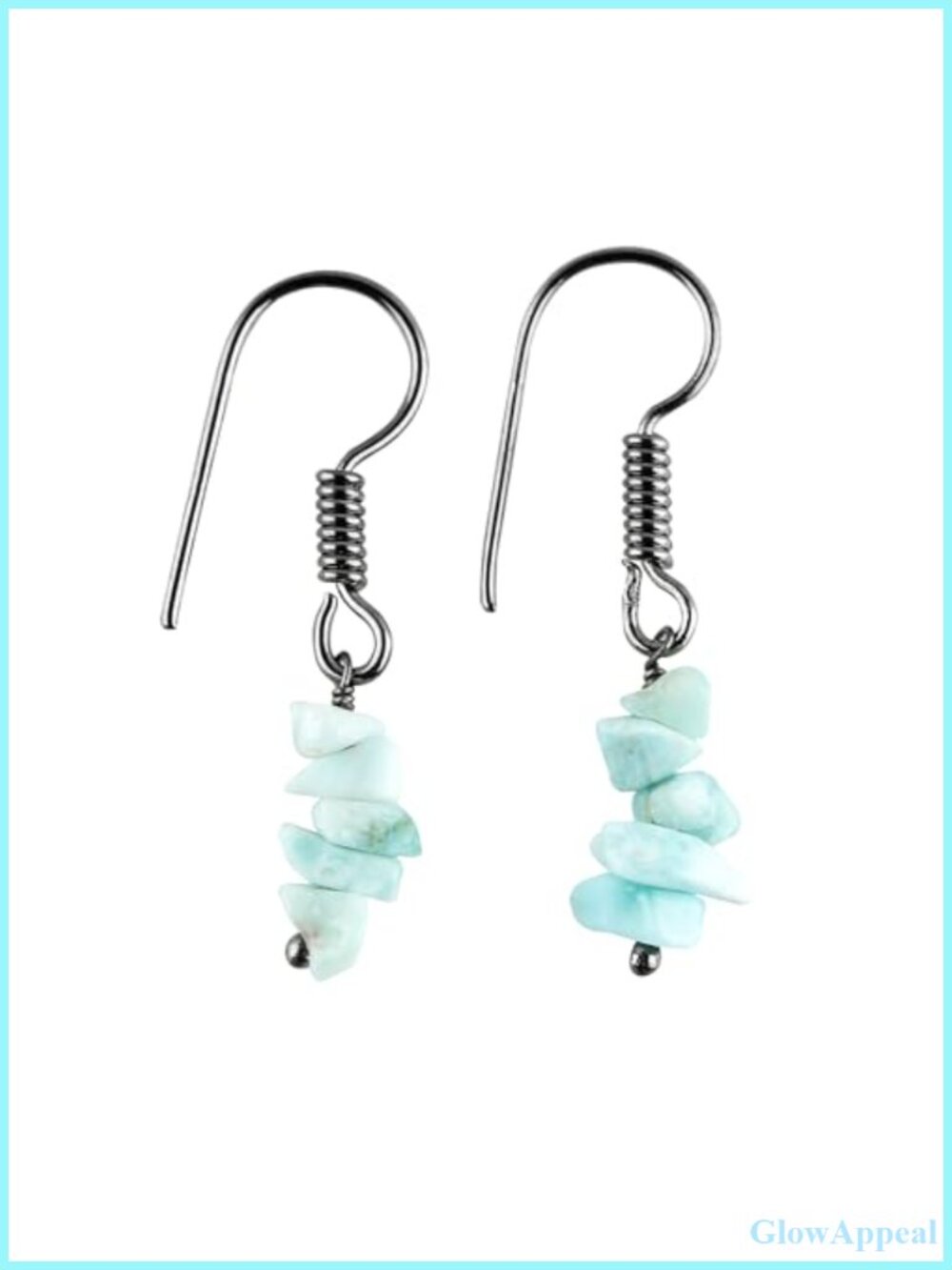 Larimar Gemstone Chip Dangling Earrings Handmade Silver Plated